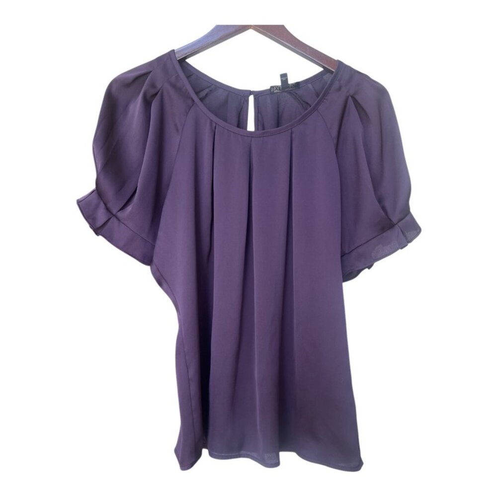 Y2K Express short sleeve eggplant top women's size XS NEW without tag - Picture 3 of 10